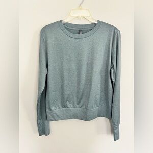 Vuoir sizeL Women's Daydream Long Sleeve Crewneck Top in Blue green heather